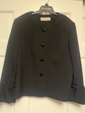 American Princess Black Collarless Button Jacket